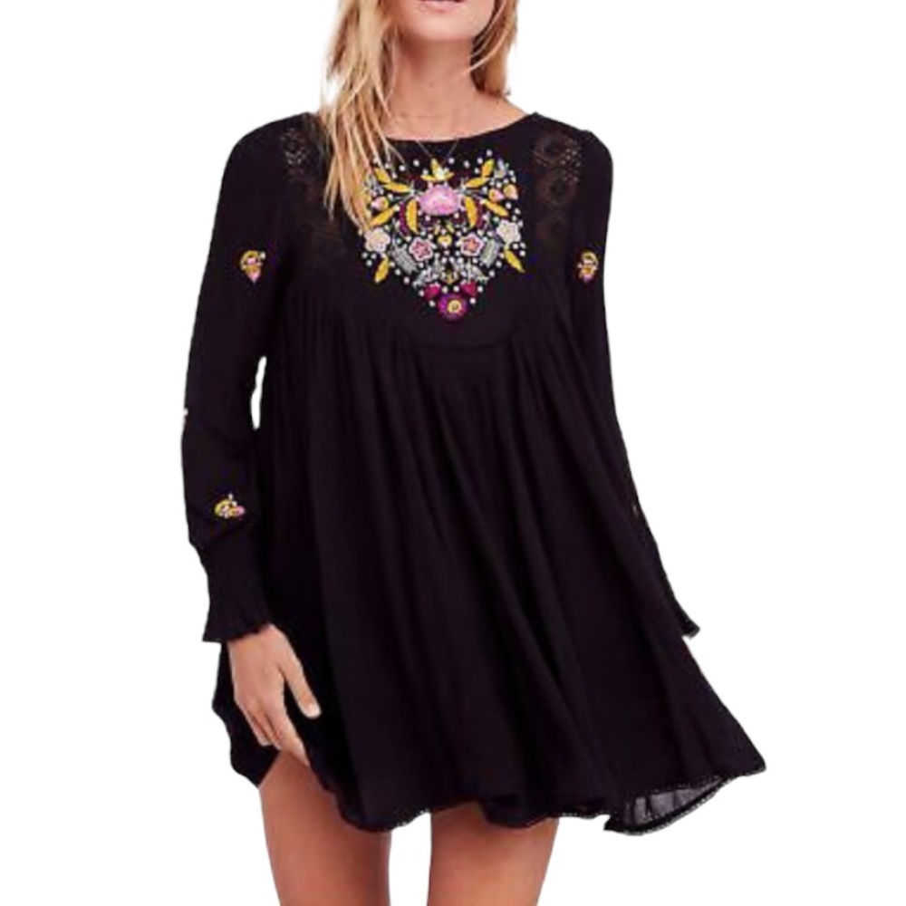 Free People Mojave Mini Dress with Multicolor Embroidery